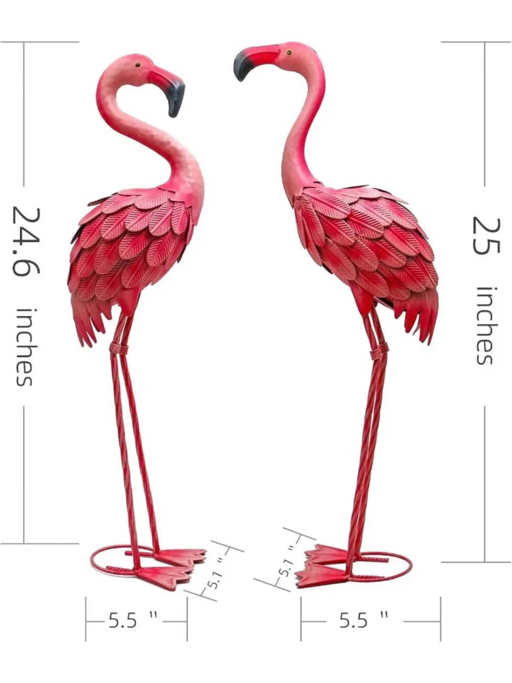 Set of 2 Pink Flamingo Yard Art Statues - Outdoor Garden Decor for Lawn & Patio